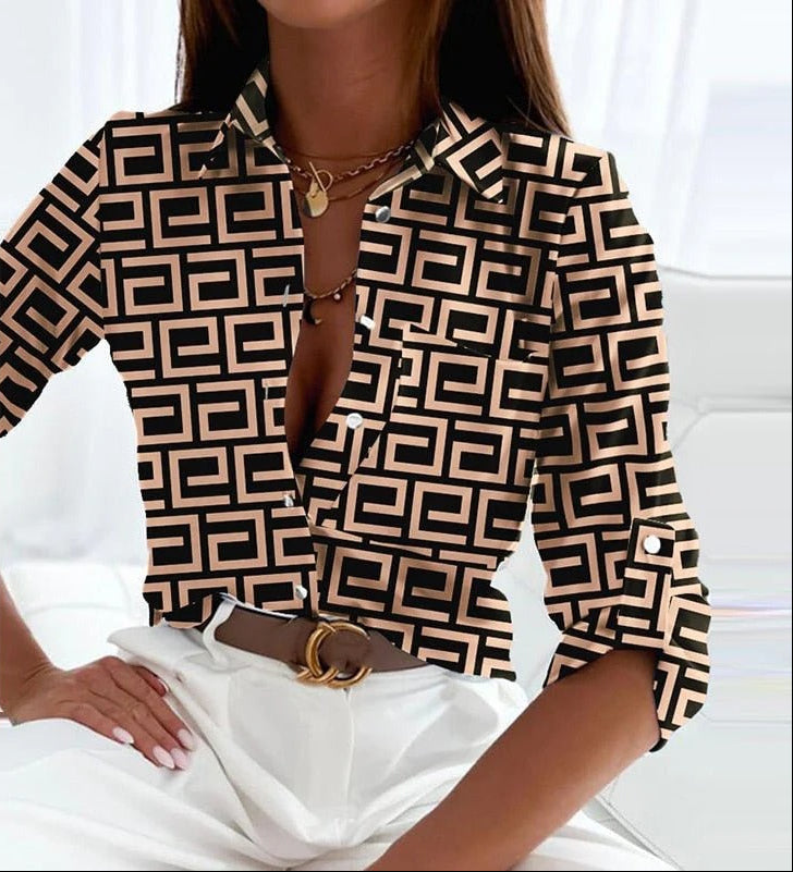 Callista | Blouse Dames - Reverskraag Khaki
