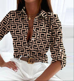Callista | Blouse Dames - Reverskraag Khaki
