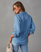 Luna | Overhemd Dames - Blauw Denim Katoen - Casual