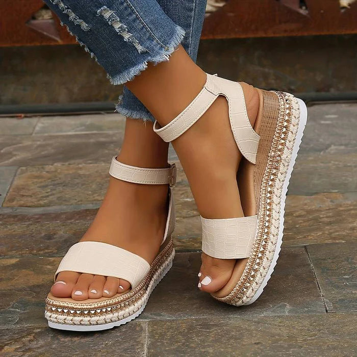Luna | Dames Sandalen - Comfortabele Platformzool met Verstelbaar Enkelbandje