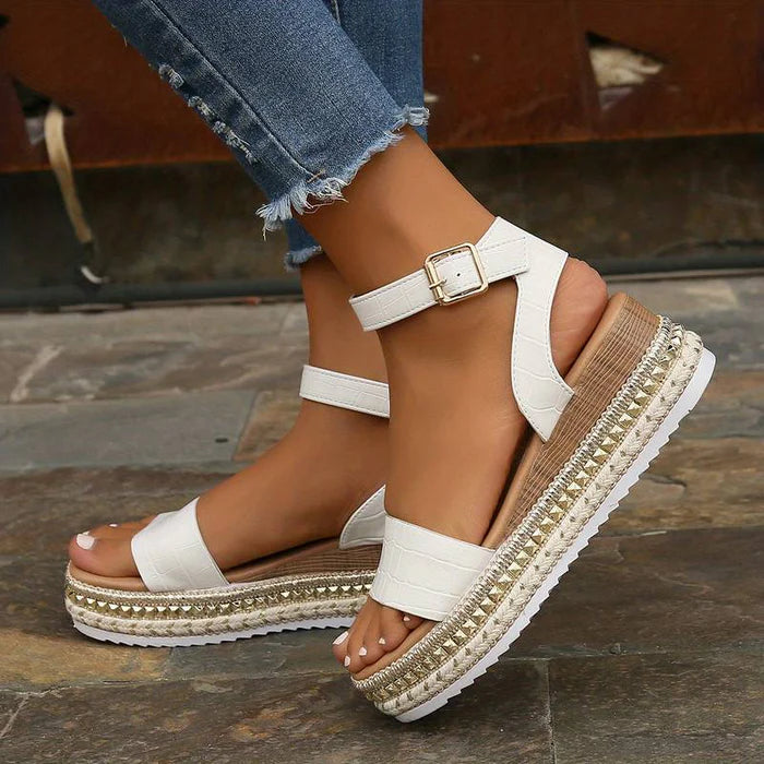 Luna | Dames Sandalen - Comfortabele Platformzool met Verstelbaar Enkelbandje
