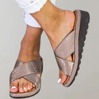 Luna | Dames Sandalen - Lichtgewicht en Comfortabel Instapmodel Taupe