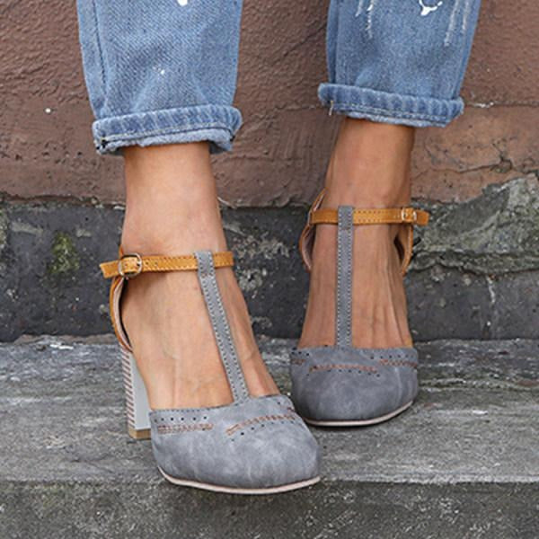 Luna | Dames Schoenen - T-Strap Blokhakken, Elegant en Comfortabel