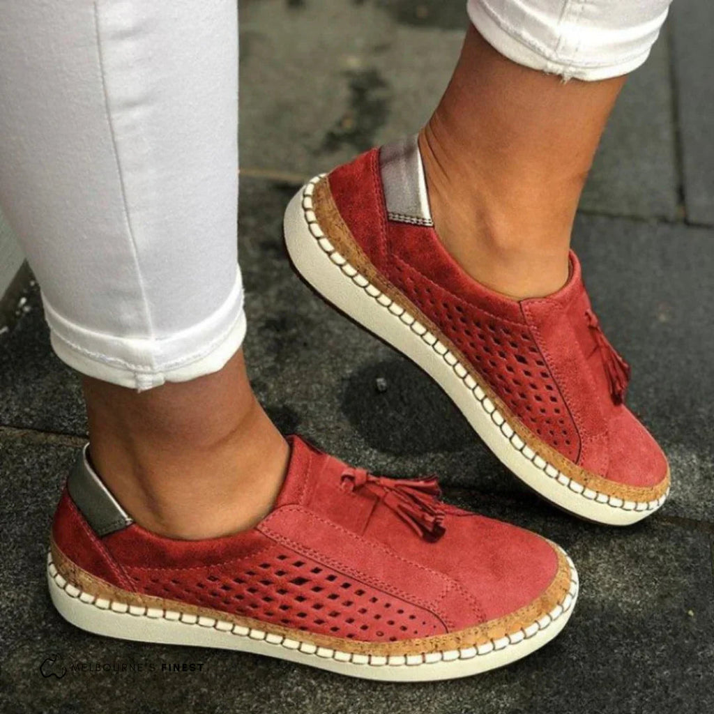 Luna | Sneakers voor Dames - Met Structuur, Casual Elegantie Rood
