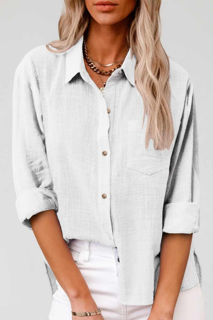 Amara | Blouse Dames - Stoffenmix Wit