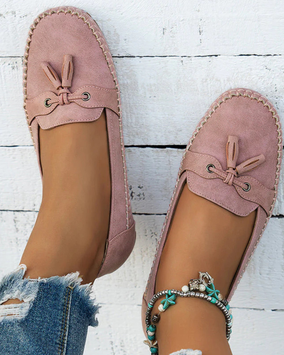 Luna | Vrouwen Instaploafers - Gedempte Binnenzool Met Strikdetail