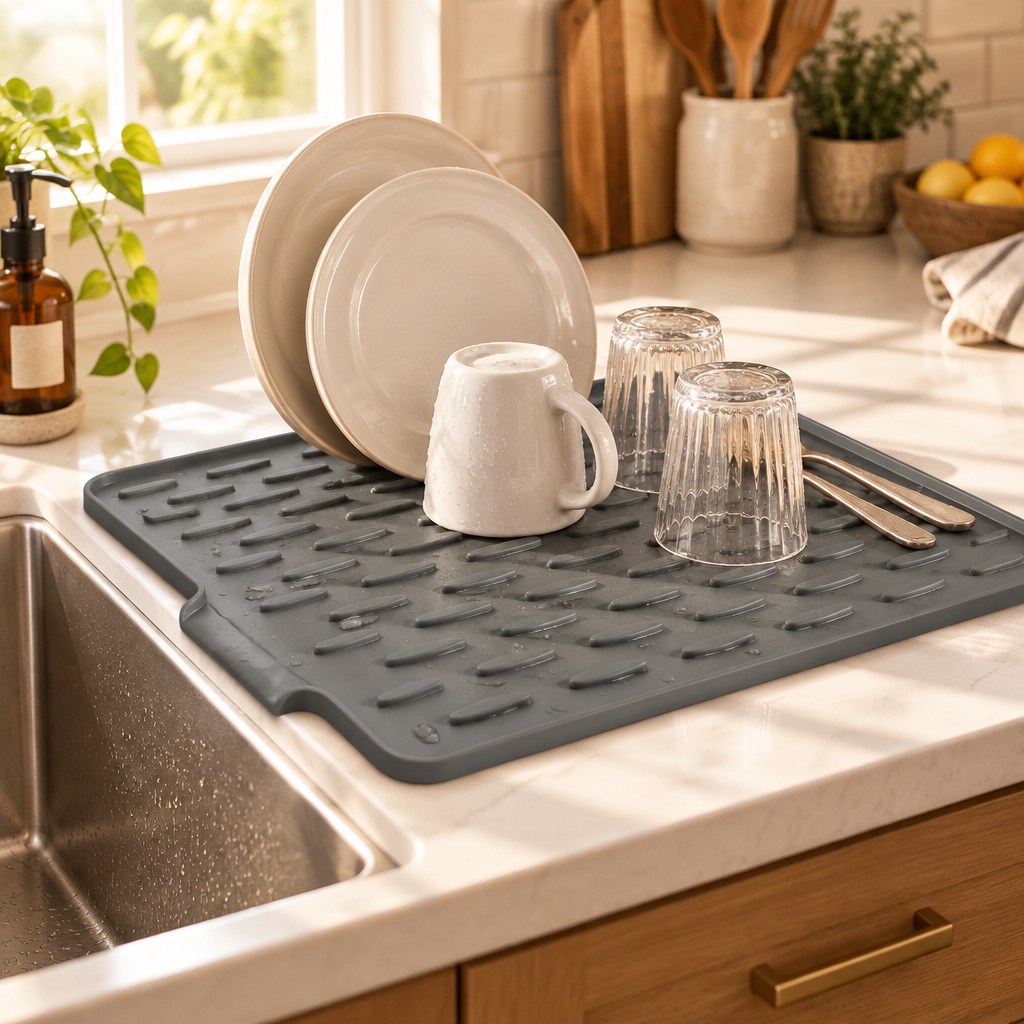 Siliconen Afdruipmat voor de Keuken – Hittebestendige Droogmat, Antislip & Snel Droog, Multifunctioneel