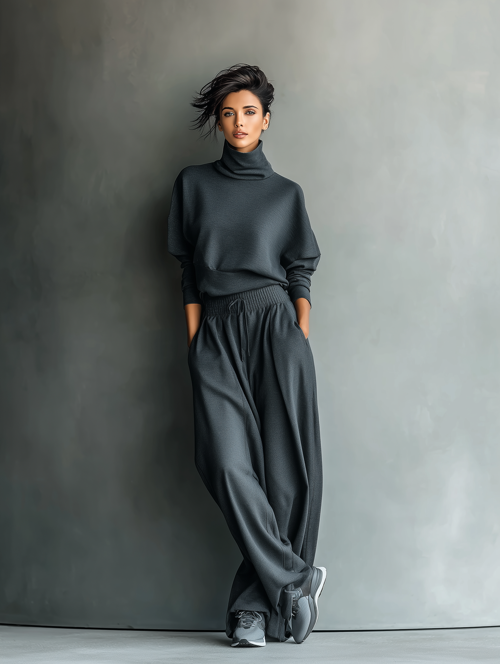 Mila | Comfy Set Dames - Gebreide Tweedelige Set, Antraciet Casual