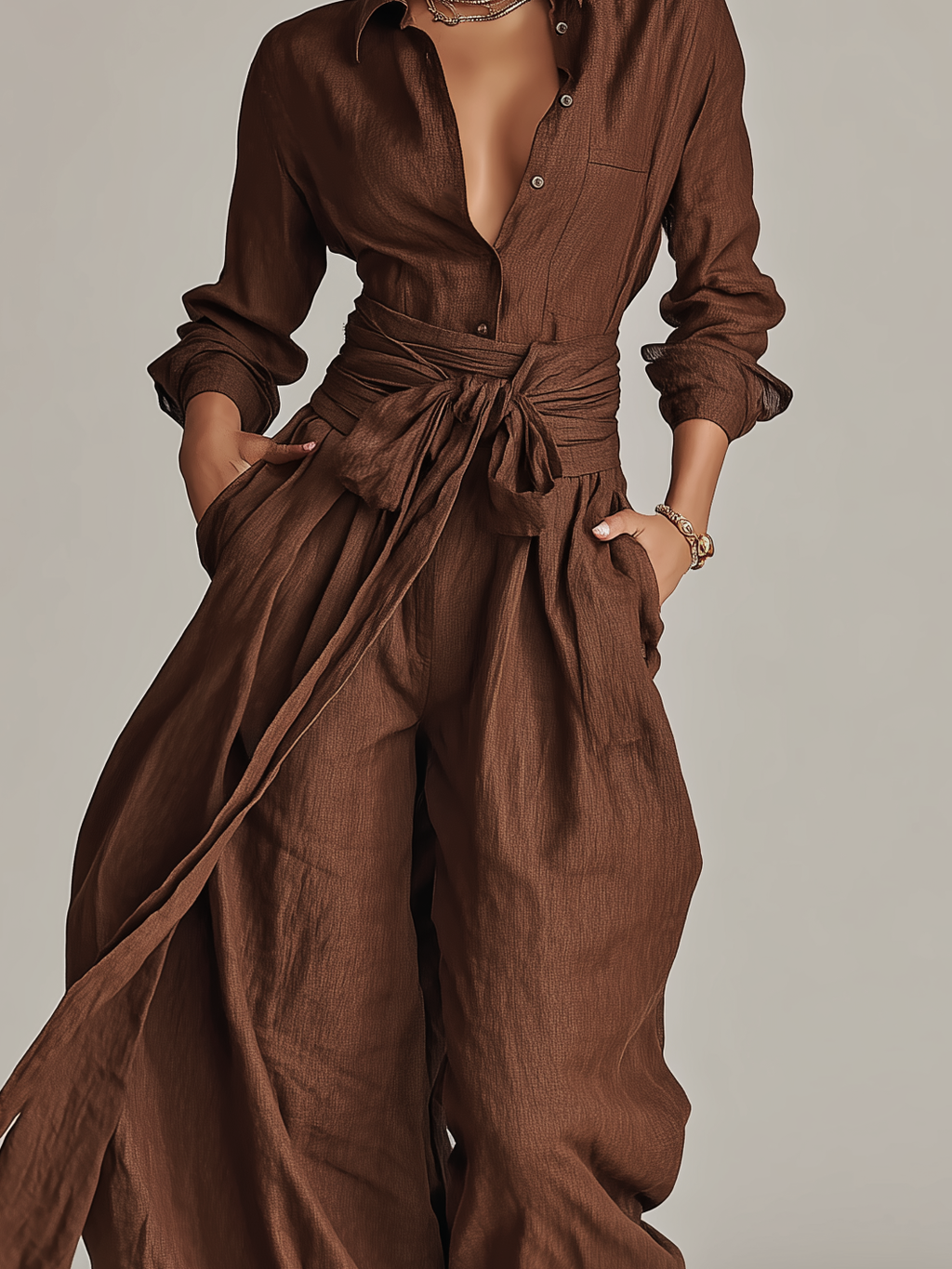 Mila | Dames Jumpsuit - Katoen-Linnen Mix, Elegante Stijl