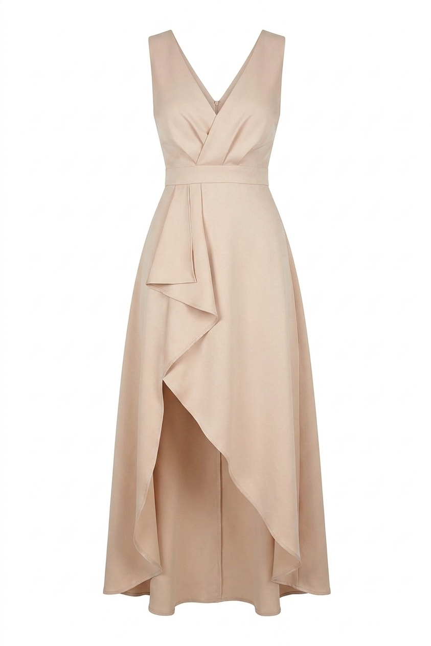Mila | Dames Lange Jurk - Mouwloos, V-hals, Asymmetrische Zoom