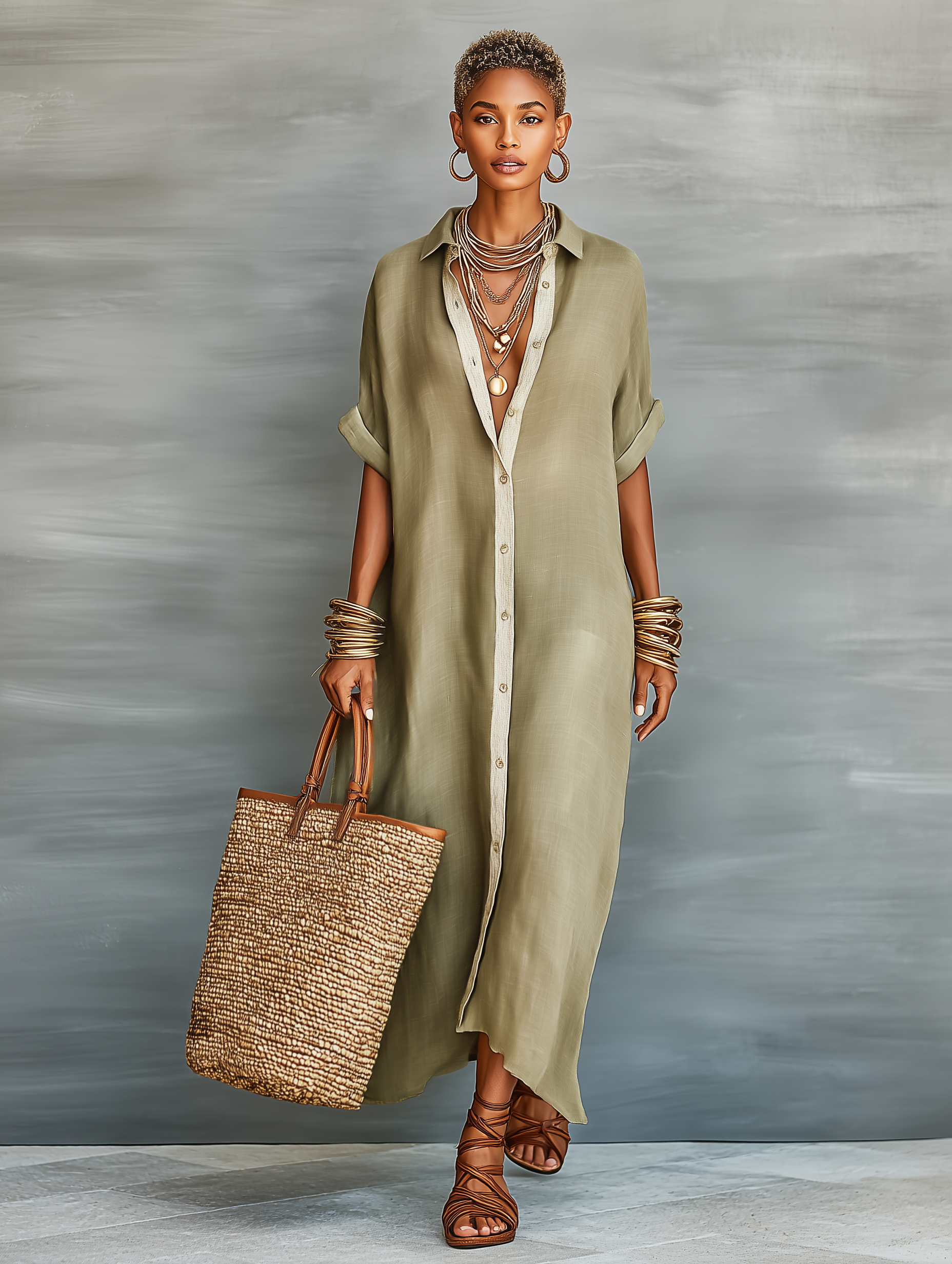 Mila | Lange Dames Jurk - Ademend Linnenmix, Casual Maxi Overhemdstijl