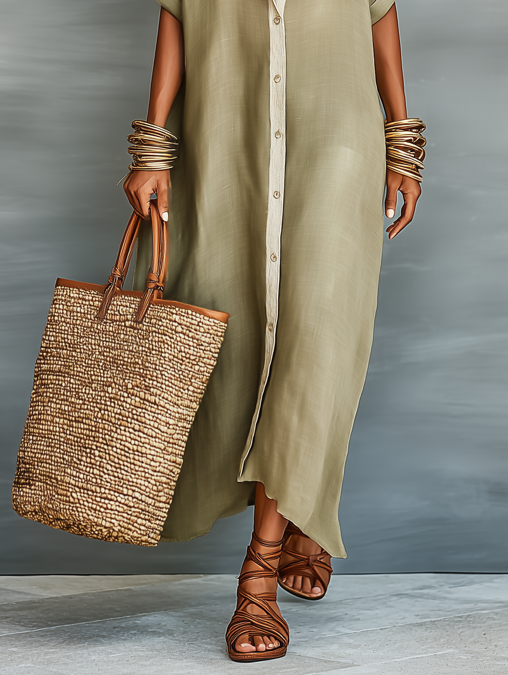 Mila | Lange Dames Jurk - Ademend Linnenmix, Casual Maxi Overhemdstijl