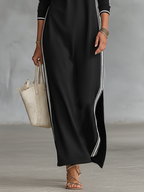 Mila | Dames Maxi Jurk - Zachte Sweatstof, Minimalistisch Design
