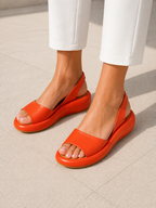Aveline | Sandalen Dames - Minimalistisch Ontwerp, Open Neus Oranje