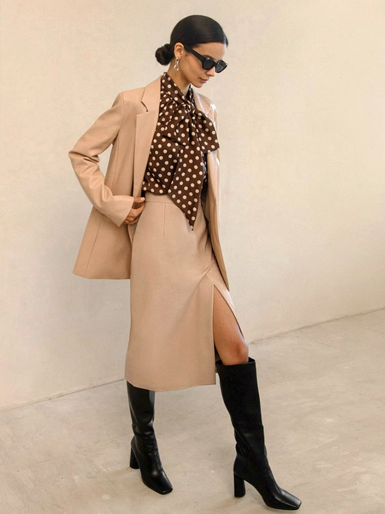 Yvaine | Kokerrok Dames - Faux Leer - Met Split