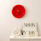 Minimalistische Wandklok met Stille Beweging en Modern 3D-ontwerp - 30 cm Rood