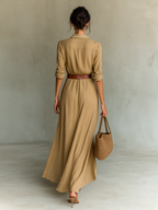 Mira | Dames Lange Jurk - Elegante Maxi Jurk met Lange Mouwen