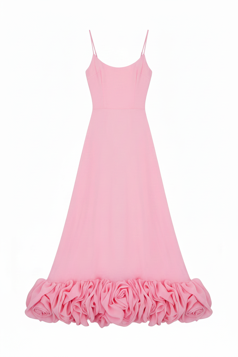Mira | Dames Maxi Jurk - Spaghettibandjes, Ruches, Zomerstijl
