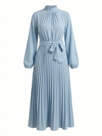 Mira | Dames Midi-jurk - Geplooide Taille, Lange Mouwen, Elegante Look
