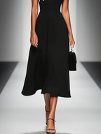 Mira | Dames Midi-jurk - Colorblock, Vierkante Hals