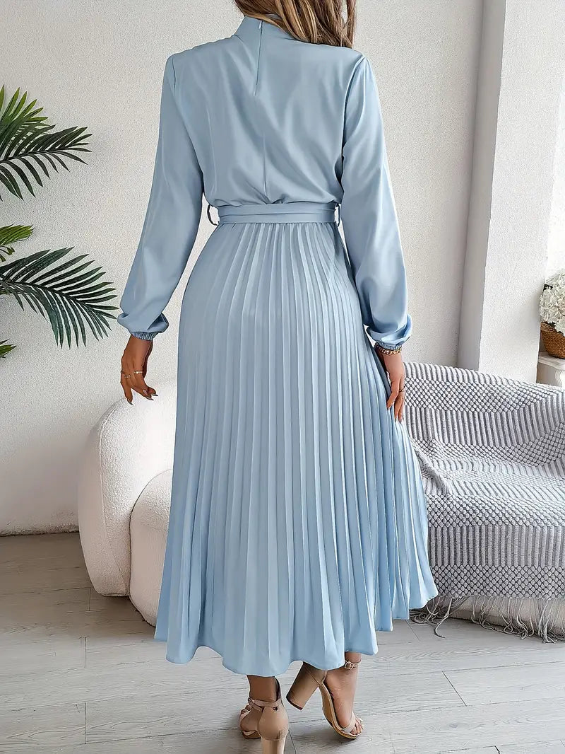 Mira | Dames Midi-jurk - Geplooide Taille, Lange Mouwen, Elegante Look