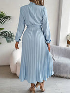 Mira | Dames Midi-jurk - Geplooide Taille, Lange Mouwen, Elegante Look