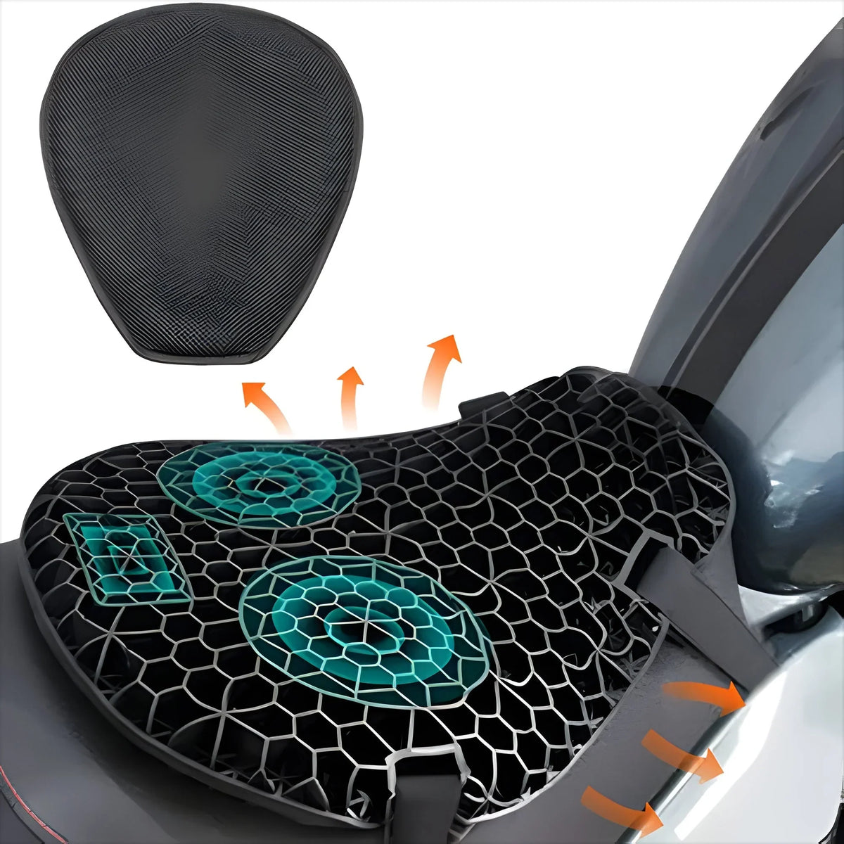 Motor Gel Zitkussen voor Lange Ritten - Bloemvormig Ergonomisch Zadel Kussen met Schokabsorptie, Antislip & Ademend 3D Mesh