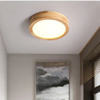 Ronde Houten Scandinavische Plafondlamp – Plafonnière van Massief Hout, LED, Warmwit of Koelwit – NordicLuxe