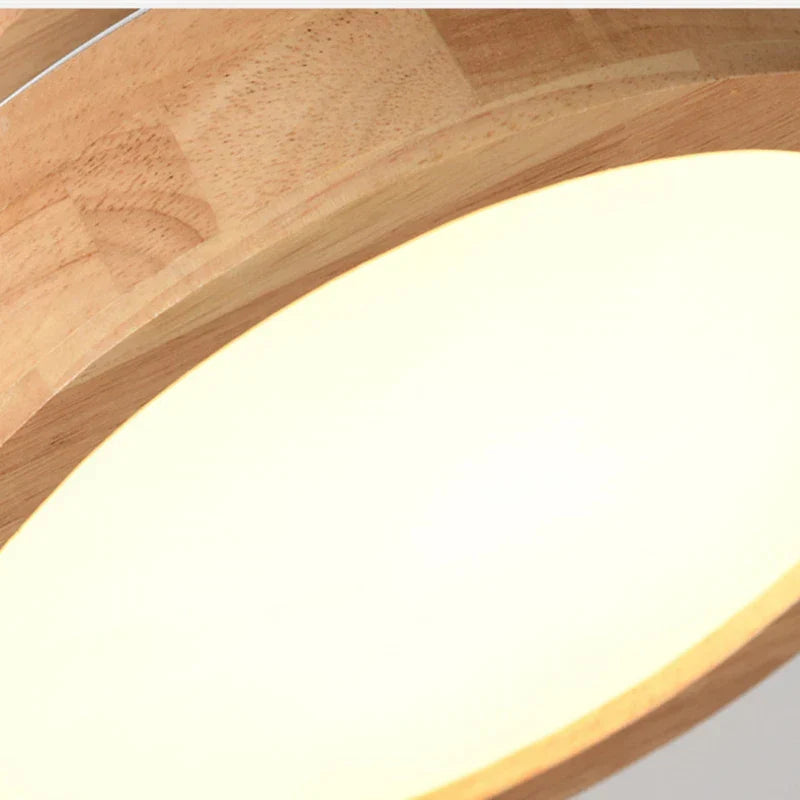 Ronde Houten Scandinavische Plafondlamp – Plafonnière van Massief Hout, LED, Warmwit of Koelwit – NordicLuxe