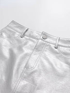 Yvaine | Rok Dames - Zilver Polyester - Hoge Taille
