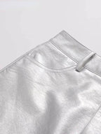 Yvaine | Rok Dames - Zilver Polyester - Hoge Taille
