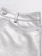 Yvaine | Rok Dames - Zilver Polyester - Hoge Taille