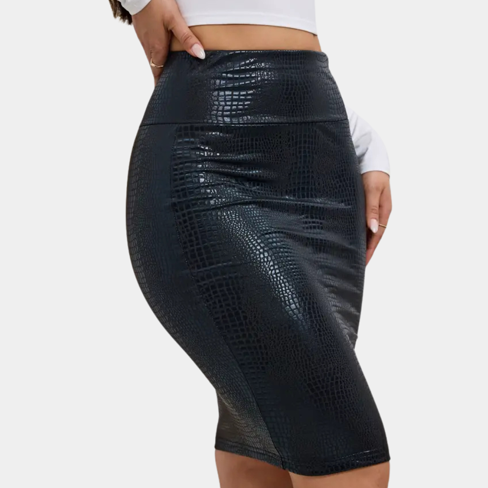 Caelia | Rok Dames - Crocoprint Polyester - Hoge Taille