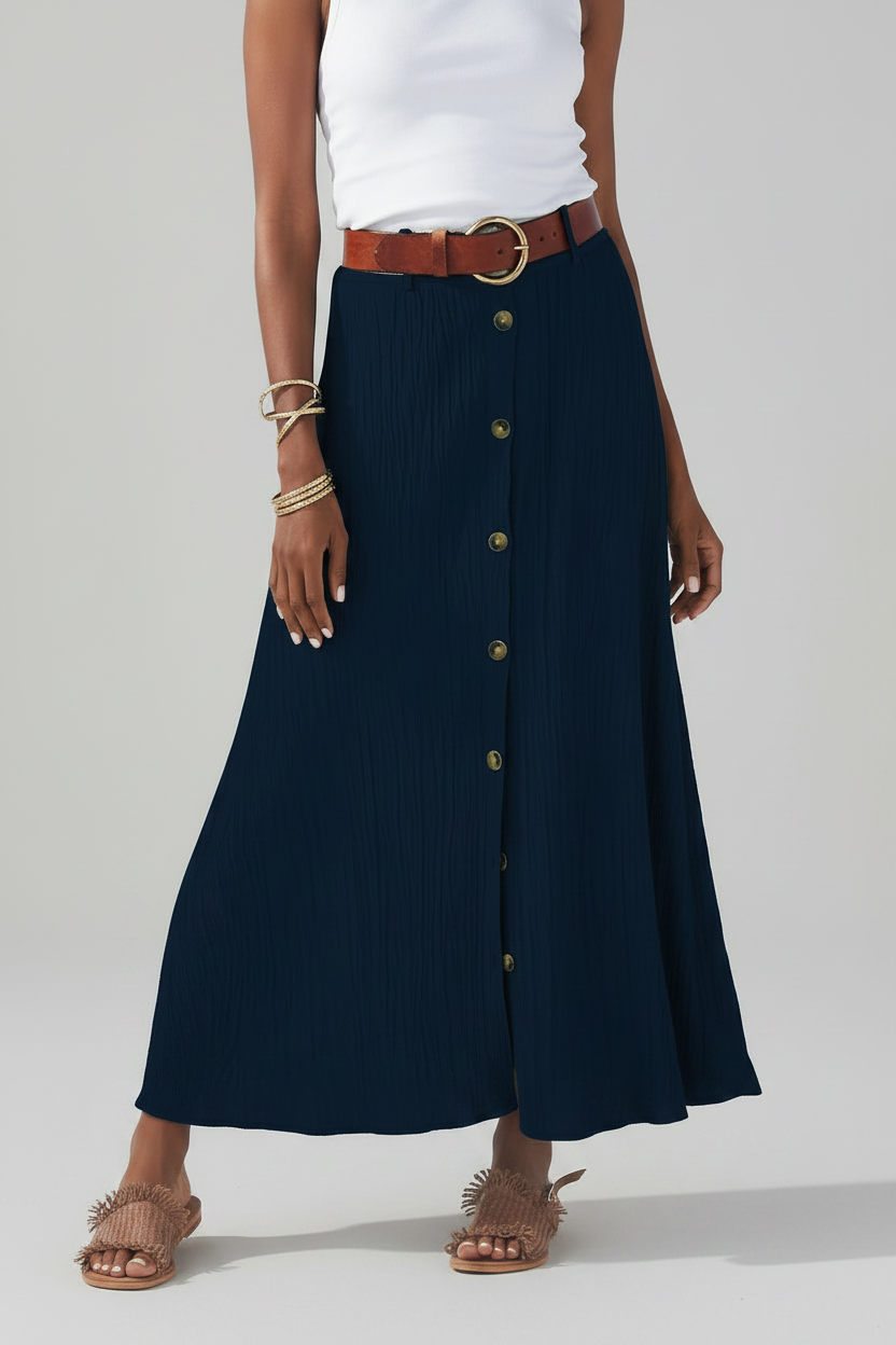 Seraphina | Maxi Rok Dames - Polyester - Losvallend Donkerblauw