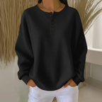 Inspire | Dames Sweatshirt van Wafelstof met Knoopsluiting - Comfortabele Wafelbrei Henley Sweater met Knopen