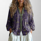 Oriana | Vintage Blouse - Bladprint, Comfortabel en Elegant