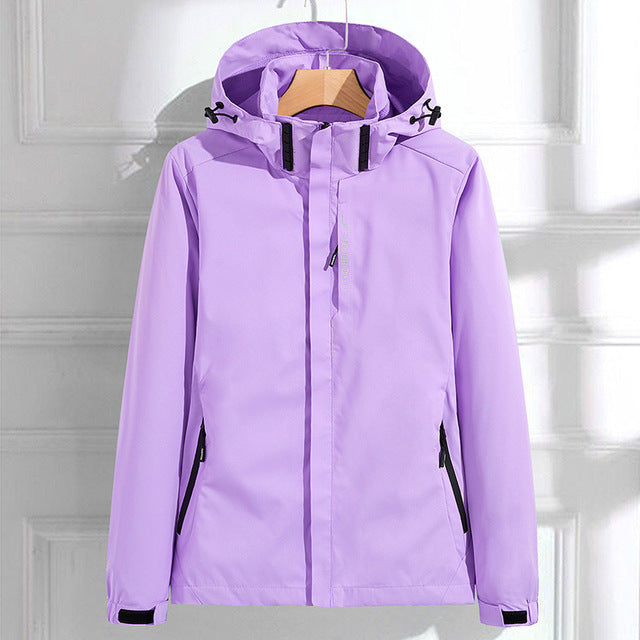 Damaris | Dames Functionele Jas met Capuchon en Rits - Waterdichte en Winddichte Outdoor Regenjas met Steekzakken