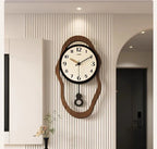 Retro Modern Wandklok met Stille Werking en Houtlook Afwerking