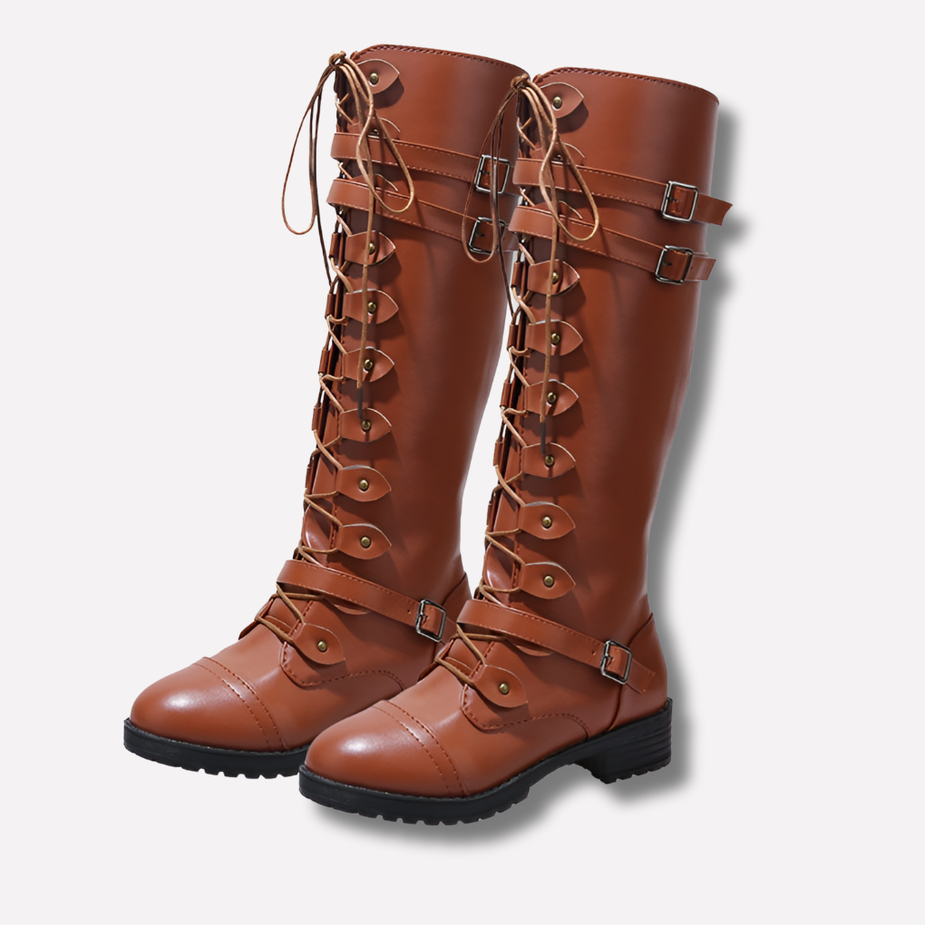 Veterlaarzen Dames Retro Gesp Bruin