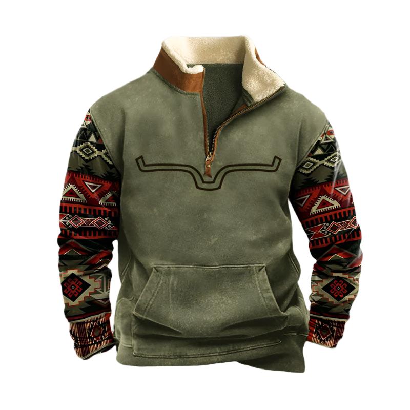 Trui Heren Halve Rits Warm Comfortabel Groen