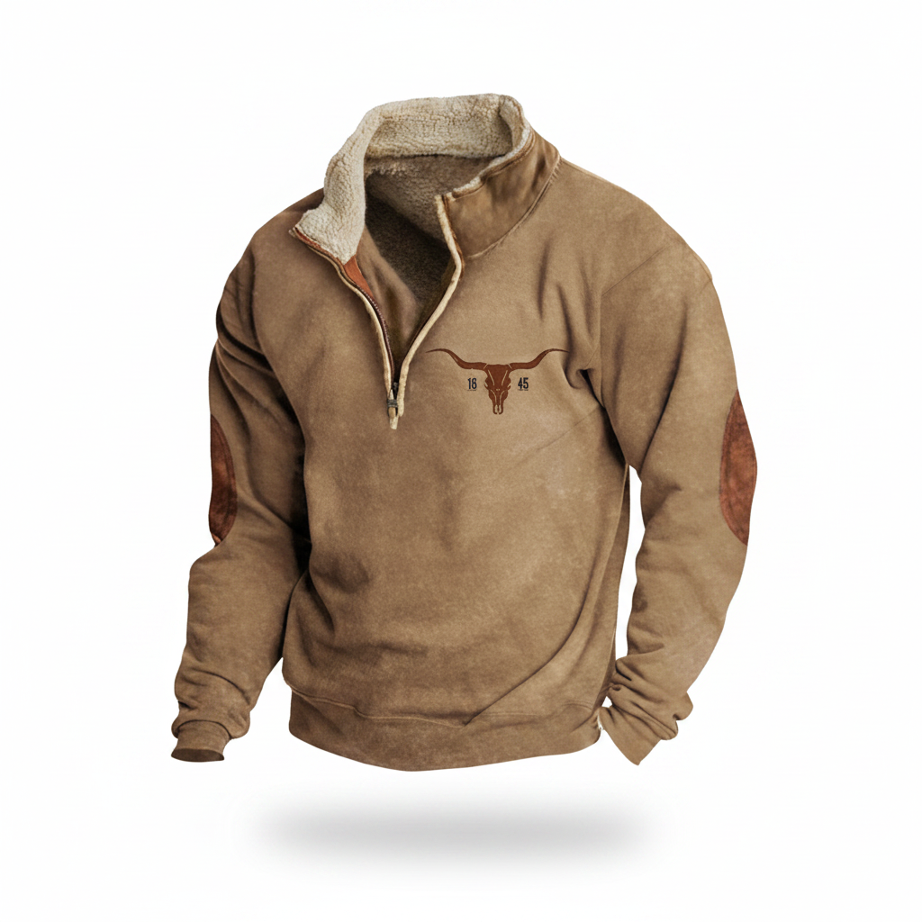 Trui Heren Halve Rits Warm Comfortabel Bruin