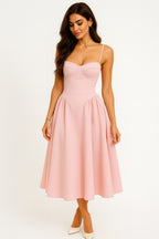 Rosa | Midi Jurk Dames - A-lijn Midi met Corset Lijfje