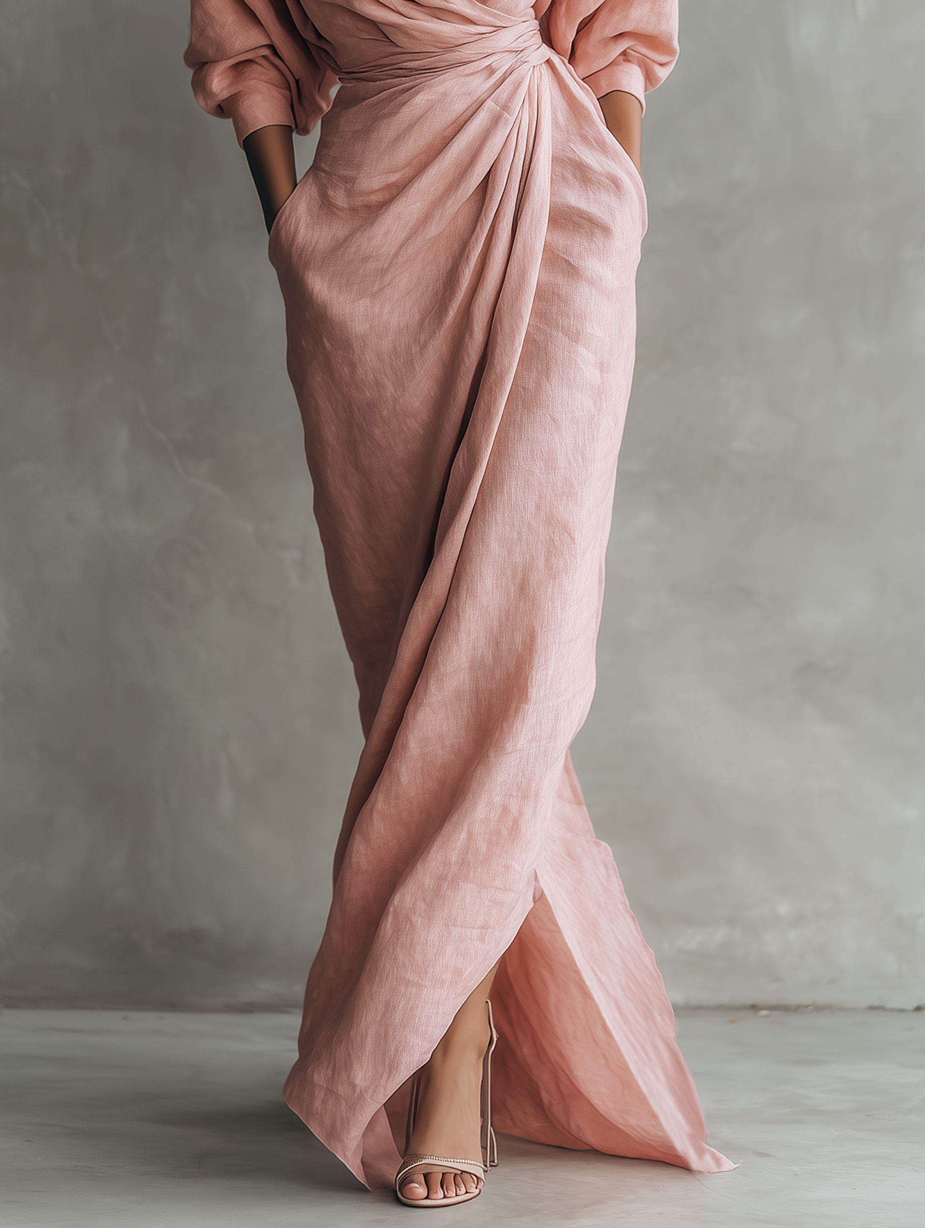Rosa | Dames Maxi Jurk - Linnenmix, Minimalistisch V-Hals Design
