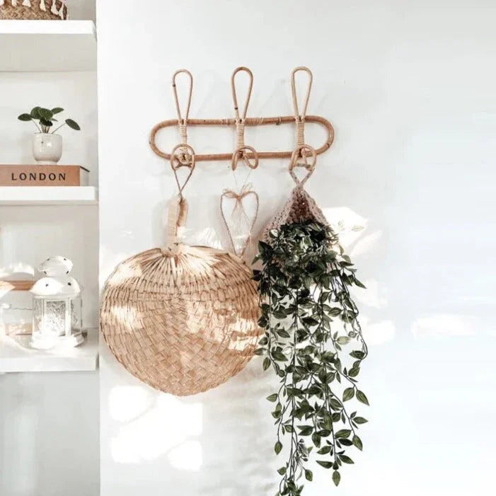 Rotan Muurhaak voor Natuurlijke Decoratie – 3 of 5 Haken, Duurzaam en Lichtgewicht, Perfect voor Kleding en Accessoires 5