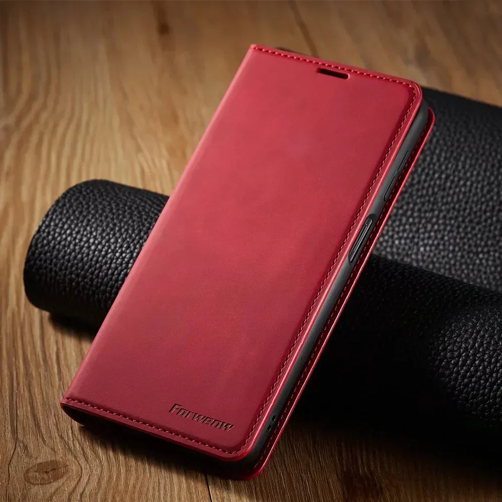 Magnetische Lederen Telefoonhoes voor Samsung – Stijlvolle Bescherming met Flip-Cover en Kaarthouder