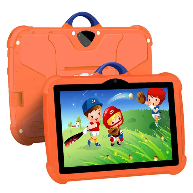 Kinder 7-inch Android-tablet 64GB - Quad-core lerntablet met schokbestendige hoes Oranje