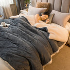 Dubbelzijdige Flanel & Fleece Plaid – Zachte Warme Deken voor Bed en Bank, 12 Kleuren, 5 Maten Donkergrijs