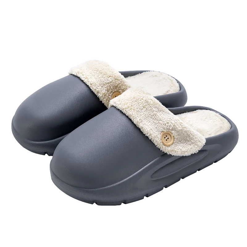 Zahara | Waterdichte Winter Pluche Pantoffels voor Dames & Heren - Warme Thermo-Huisschoenen met Afneembare Fleecevoering & Antislip Rubberen Zool Grijs