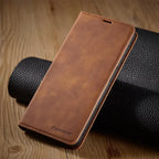 Magnetische Lederen Telefoonhoes voor Samsung – Stijlvolle Bescherming met Flip-Cover en Kaarthouder