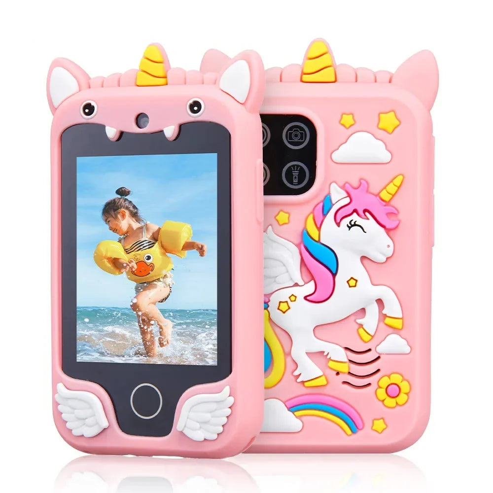 Kinder-smartphonespeelgoed met dubbele camera - Touchscreen eenhoorn MP3-muziekspeler voor 3-8 jaar